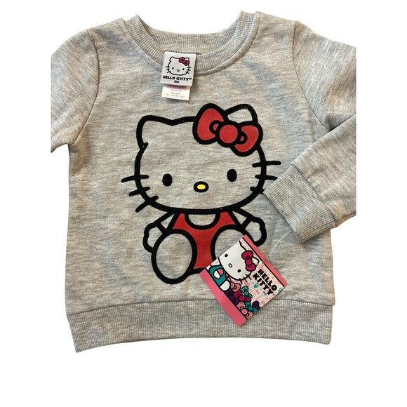Hello Kitty Toddler Sweatshirt 18M Gray Red Bow Pullover Sanrio Baby Girl - Picture 3 of 6